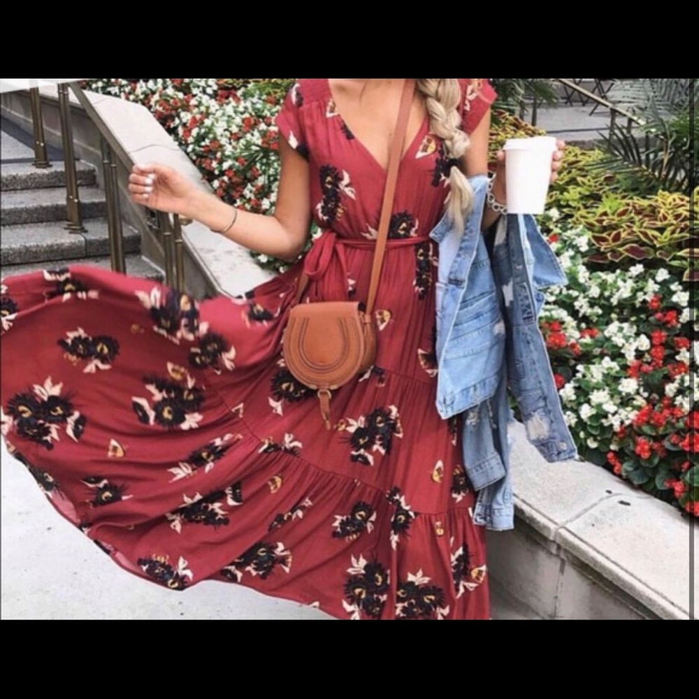 Free People Rust Floral Maxi Dress